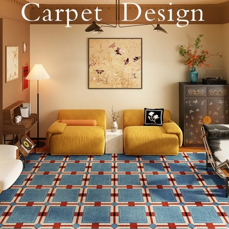Home Textiles Online - Karpet Retro Motif Kotak-kotak untuk Ruang